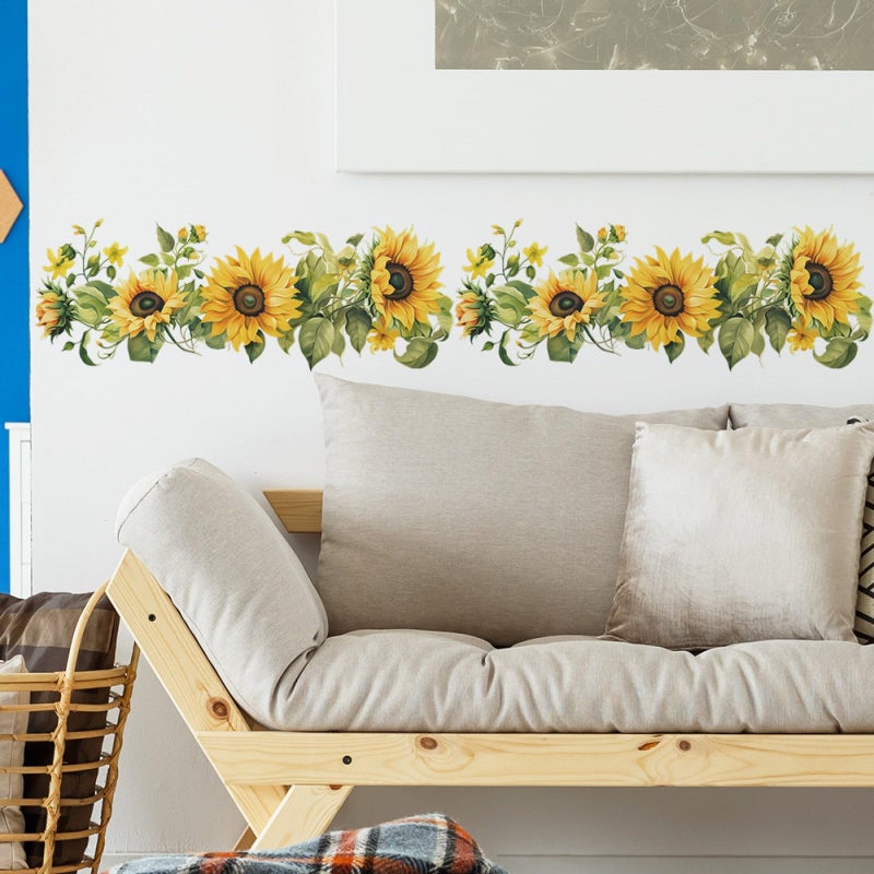 Saomour Small Fresh Sunflower Wall Decal Chic and Refreshing Sunflower Hallway Corridor Air Conditioner Stickers Boho Decor CalcomanÃ­as para Pared de Cuarto Stickers for Girls Room Wall Art Peel and Stick - Image 3