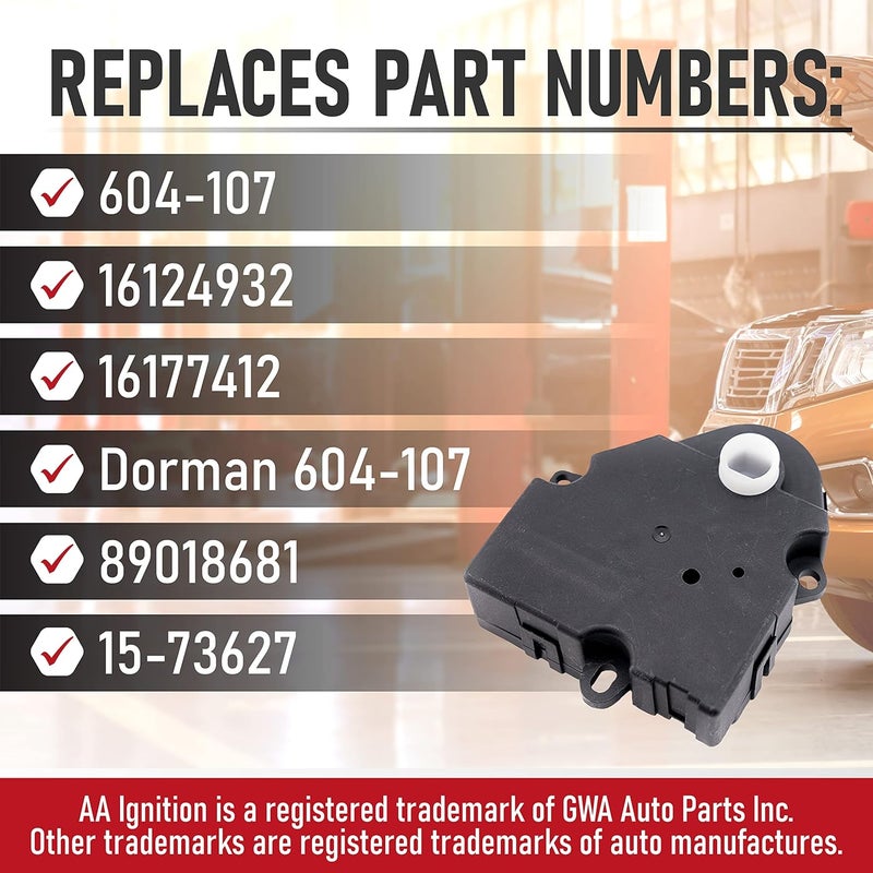 AA Ignition HVAC Air Blend Door Actuator - Replaces 604107, 16124932, 16177412, 604-107 - Compatible with Chevy, GMC Vehicles and More - Tahoe, Monte Carlo, Corvette, Malibu, K1500 Suburban, Yukon, Regal - Image 4