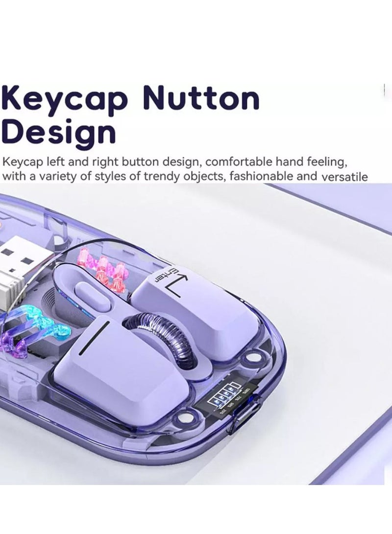 Forev Transparent Wireless Dual-Mode RGB Bluetooth Mouse Ergonomic Universal Hots Adjustable to 1600dpi / FV-T7 yellow - Image 5