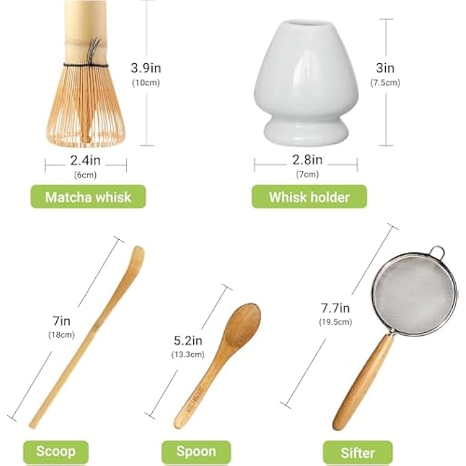 Nekit Matcha Whisk Set Matcha Stirrer Set Handmade From 100 Natural Bamboo 5Piece Set Bamboo Whisk White - Image 5