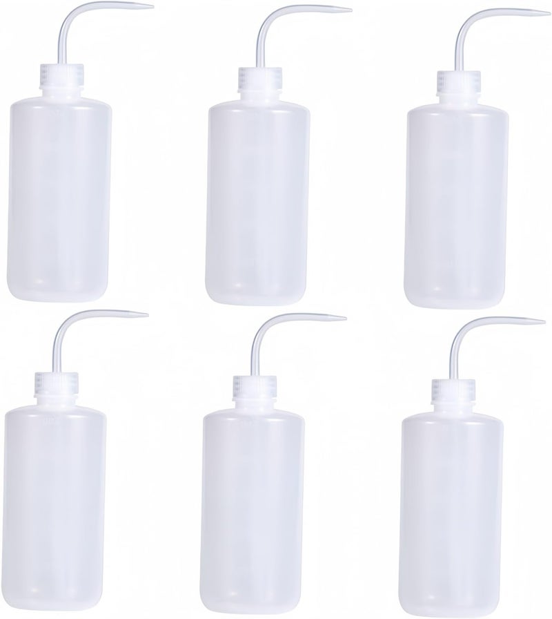 6pcs Safety Wash Bottle 500ml Cleaning Tattoo Squeeze Bottle with Narrow Mouth for Tattooist Blue - Image 1