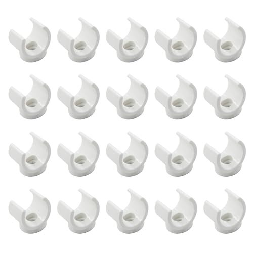 Litoexpe 3/4 Inch PEX Pipe Clamps, 20mm PVC Pipe Holder, Plastic U-Hook PEX Pipe Support Hangers, White PEX Water Pipe Clips, 20pcs PEX Tubing Clamp Tool - Image 1