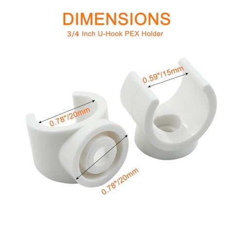Litoexpe 3/4 Inch PEX Pipe Clamps, 20mm PVC Pipe Holder, Plastic U-Hook PEX Pipe Support Hangers, White PEX Water Pipe Clips, 20pcs PEX Tubing Clamp Tool - Image 2