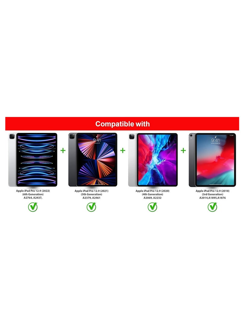 Clear Case Cover Compatible with iPad Pro 12.9-in 6th Gen 2022 / 5th Gen 2021 / 4th Gen 2020 / 3rd Gen 2018 Slim Lightweight Transparent Soft Cover with Soft Silicone Raised Edge - Clear - Image 2