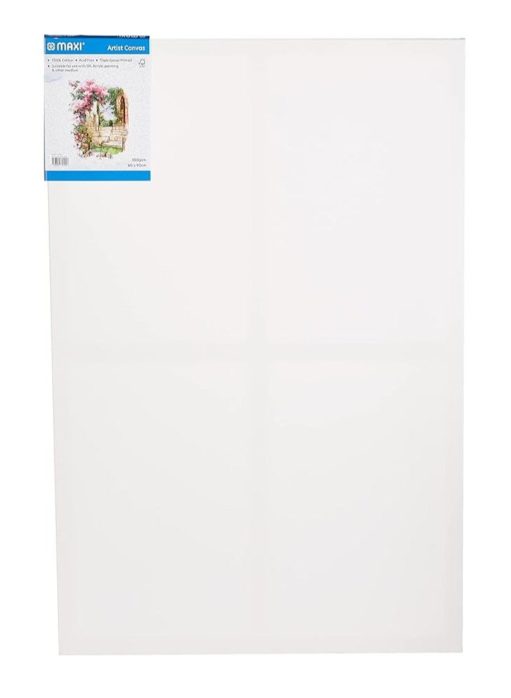 Maxi Stretched 380gsm Artist Canvas Board 60 x 90cm White - Image 1