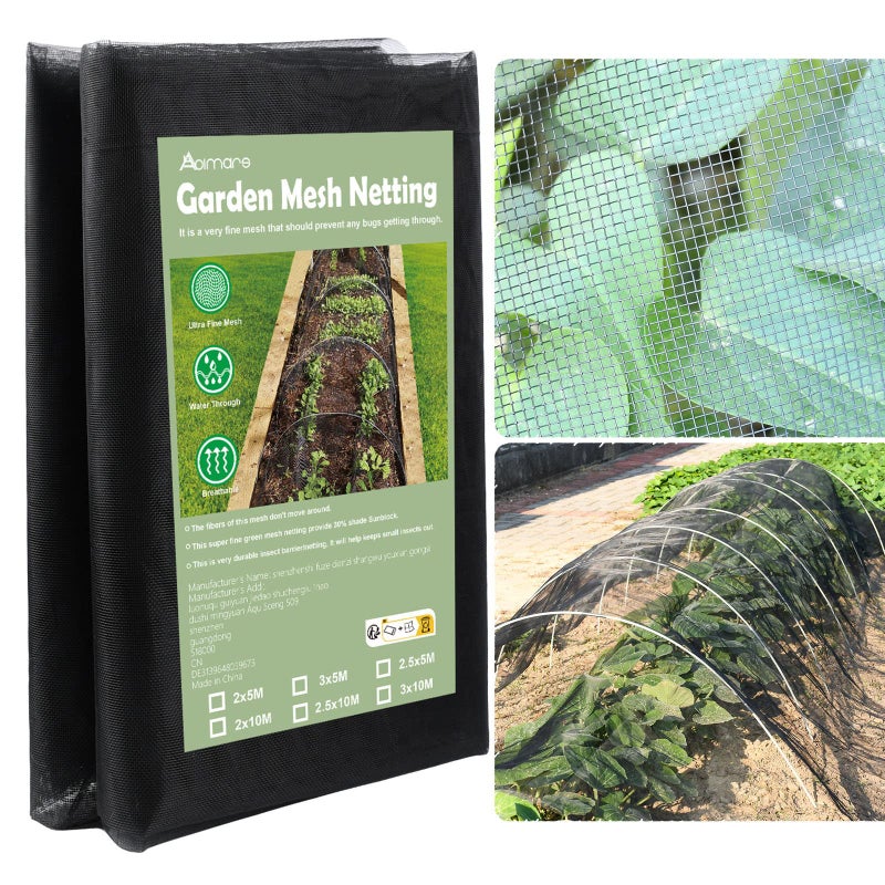 Abimars Thicker Garden Mesh Netting 10 x 33 Ultra Fine Black Plant Row Covers for Vegetables Plants Fruits Flowers Protection Nano PPT Shading Rate 30