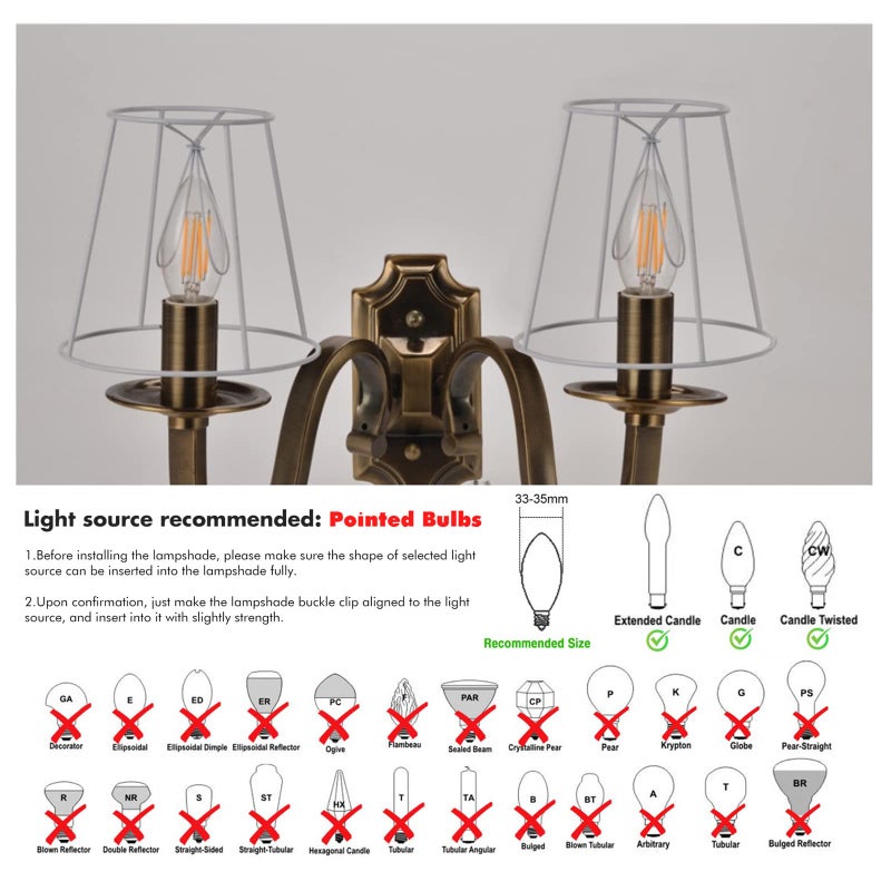 Fuloon Fuloon Modern European Style Clip On Droplight Wall Lamp Candle Chandelier Lamp Shade 6 pcs Set (Coffee)  - Image 3