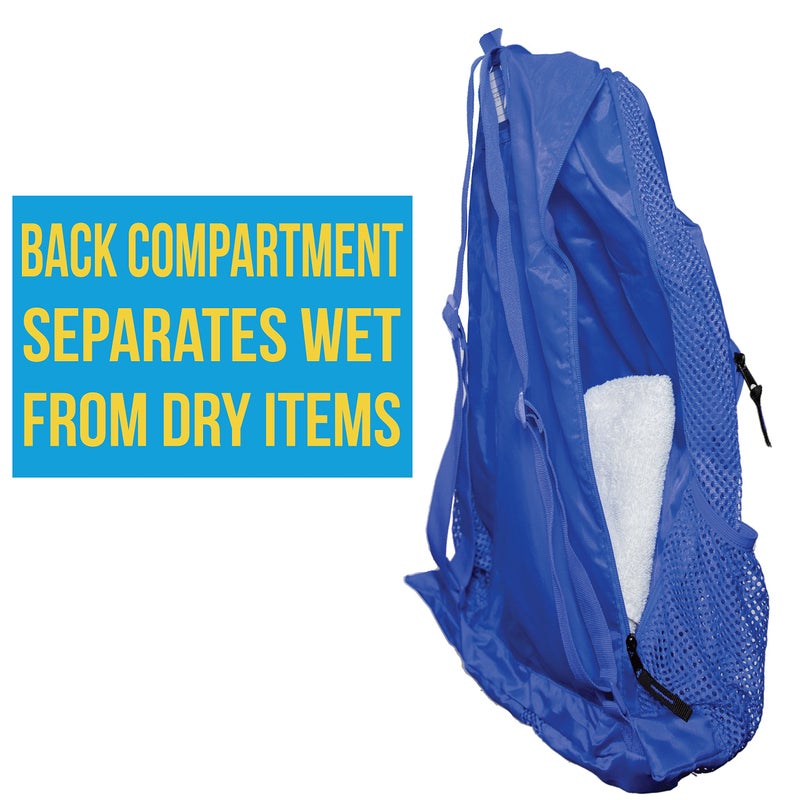 Athletico حقيبة سباحة شبكية من أثليتيكو - حقيبة مسبح شبكية مع أقسام رطبة وجافة للسباحة، الشاطئ، التخييم والمزيد (زرقاء) - Image 5