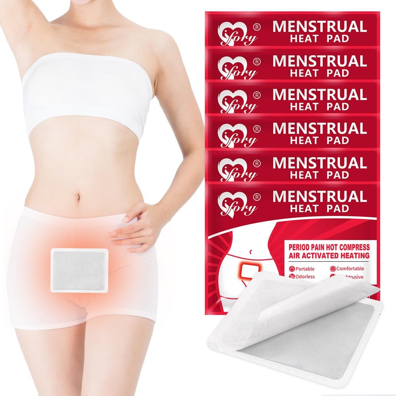 ifory Menstrual Patches, Heat Patches for Menstrual Cramps, Portable Period Cramps Heat Therapy Patches - 6 Pack Hot Compress Warm Wrap, Travel Essentials for Women - Image 1