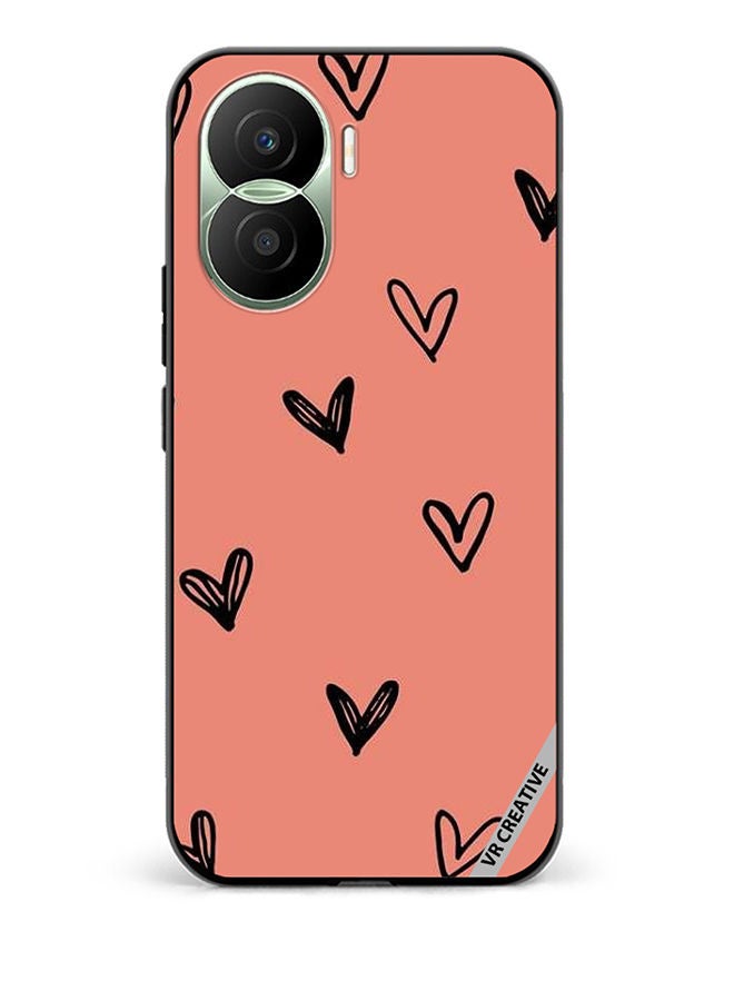 VR CREATIVE Protective Case Cover For Honor Play7T Pro Flying Hearts Sketch Design Multicolour - Image 1