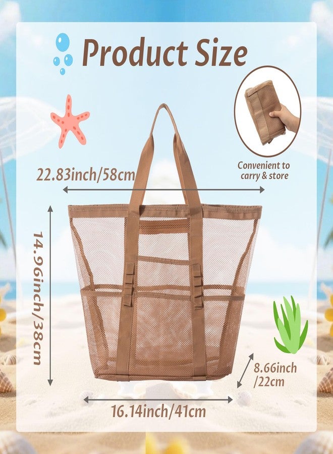 Adboros 4 Pcs Mesh Beach Bag for Women, Casual Hobo Bags Large Beach Tote for Pool Travel Cruise Vacation Essentials - Image 3