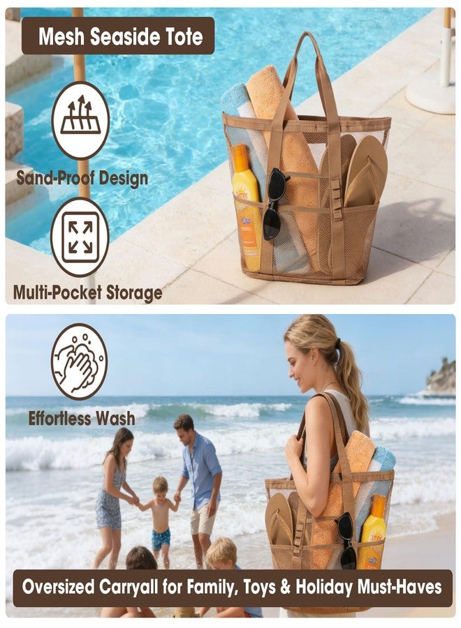 Adboros 4 Pcs Mesh Beach Bag for Women, Casual Hobo Bags Large Beach Tote for Pool Travel Cruise Vacation Essentials - Image 5