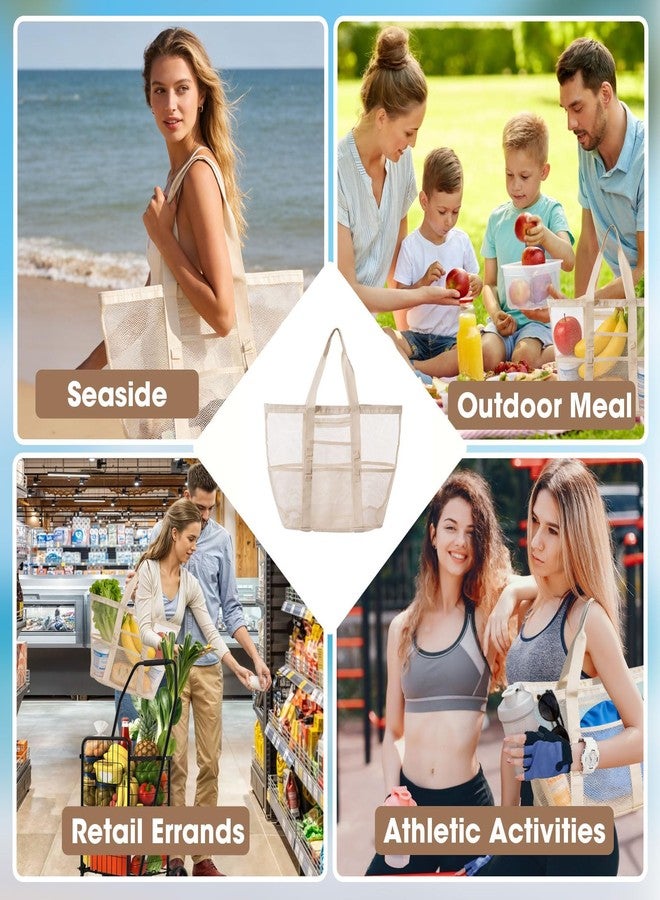 Adboros 4 Pcs Mesh Beach Bag for Women, Casual Hobo Bags Large Beach Tote for Pool Travel Cruise Vacation Essentials - Image 2