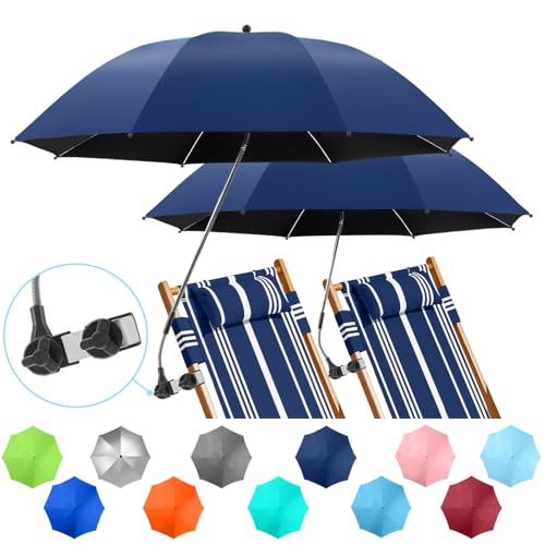 NBtoUS 2 PACK Chair Beach Umbrella with Clamp 360 Adjustable Umbrellas for Chair UPF50 Umbrellafor Beach Chair Patio Chair Camping ChairInk Blue Chair Not Included - Image 1