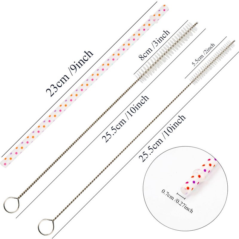 SUBANG 50 Pack Reusable Straws  BPA-Free  9"" Colorful Hard Plastic Stripe Drinking Straw for Mason Jar Tumbler  Family or Party Use with Cleaning Brush - Image 2