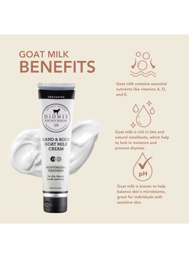 Dionis Goat Milk Skincare 3.3 oz Unscented Hand & Body Cream - Travel Size Hand Lotion For Hydrating & Moisturizing Dry Skin - Cruelty Free Cream Made In The USA - Paraben Free Formula - Image 2