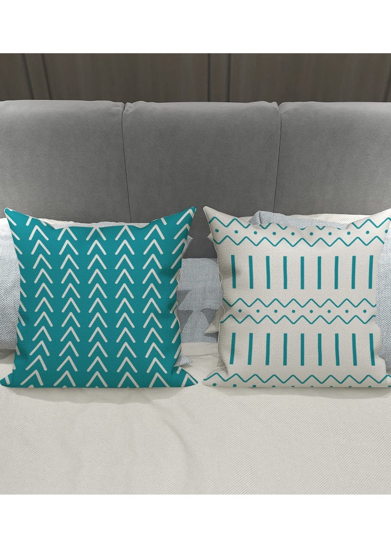 دايتويز مجموعة من 4 أغطية وسائد 60 × 60 سم خارجية مقاومة للماء من الكتان وأغطية وسائد مربعة مزخرفة للحديقة وغرفة المعيشة وسادة زخرفية خارجية - Image 4