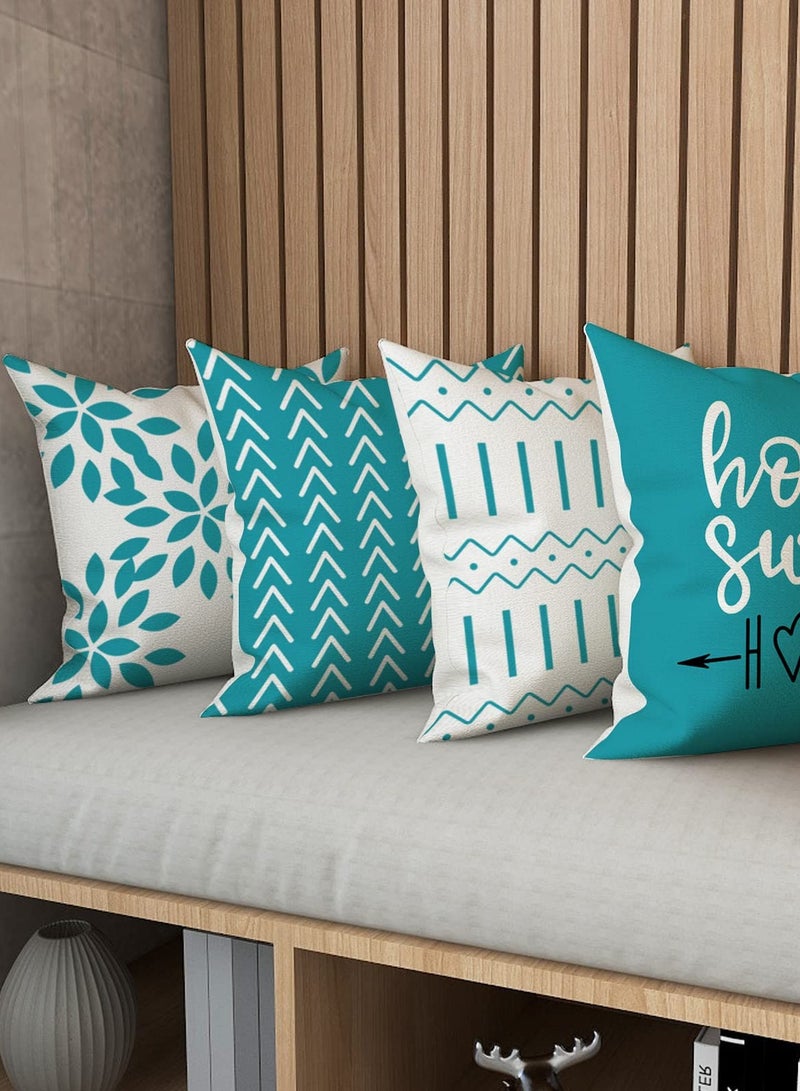 دايتويز مجموعة من 4 أغطية وسائد 60 × 60 سم خارجية مقاومة للماء من الكتان وأغطية وسائد مربعة مزخرفة للحديقة وغرفة المعيشة وسادة زخرفية خارجية - Image 5