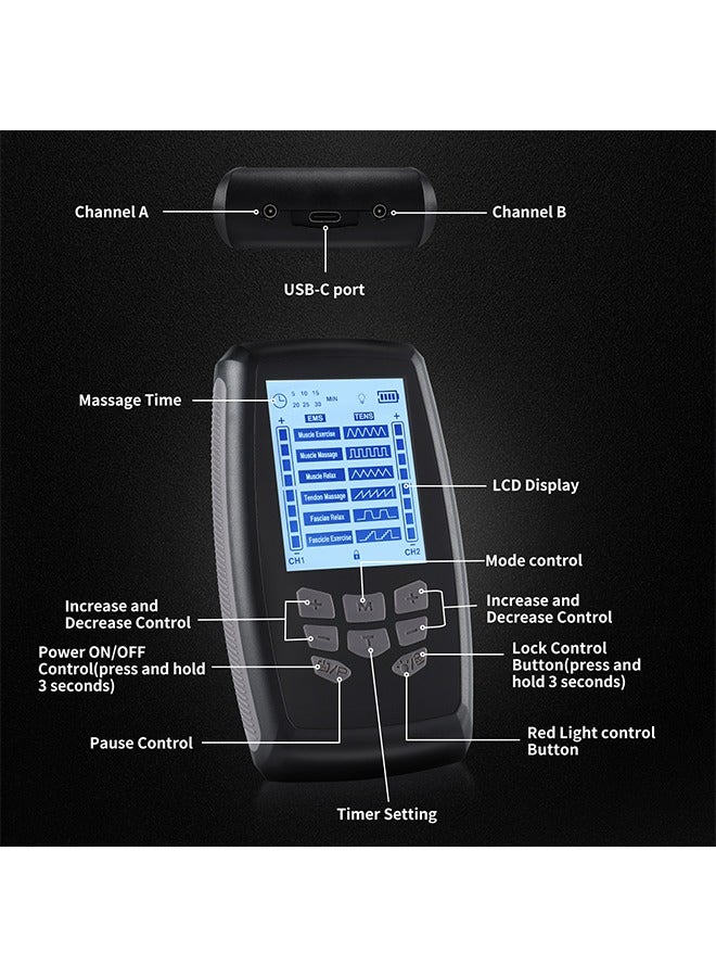GIFT Smart TENS/EMS Massager with 12 Modes & Infrared Therapy - Dual Power (Battery/USB), 16-Level Intensity, FDA-Certified Pain Relief Device - Image 5