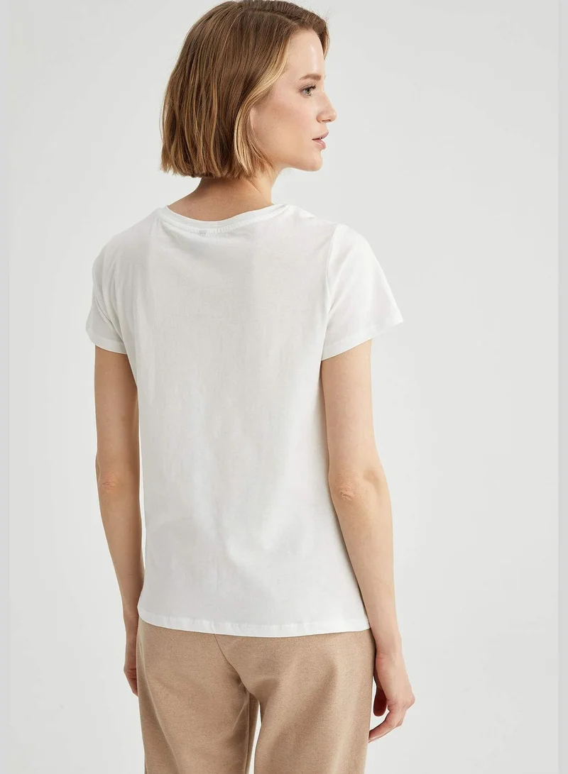 DeFacto Woman Knitted Regular Fit C Neck Short Sleeve T-Shirt