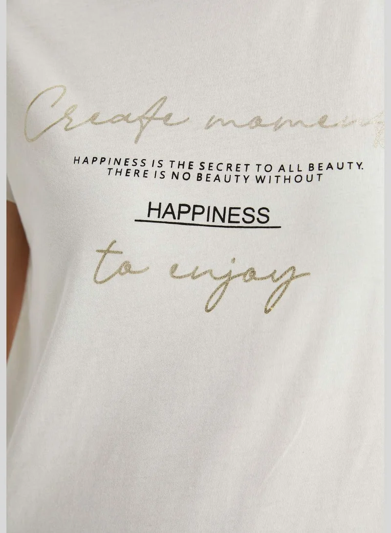 DeFacto Woman Knitted Regular Fit C Neck Short Sleeve T-Shirt