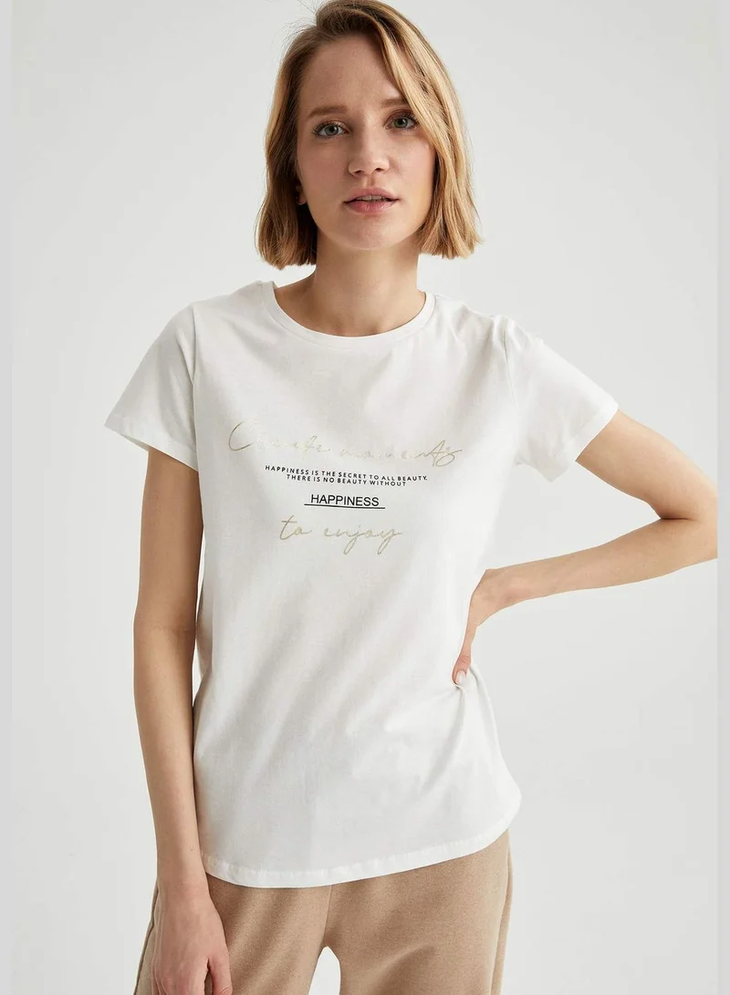 DeFacto Woman Knitted Regular Fit C Neck Short Sleeve T-Shirt