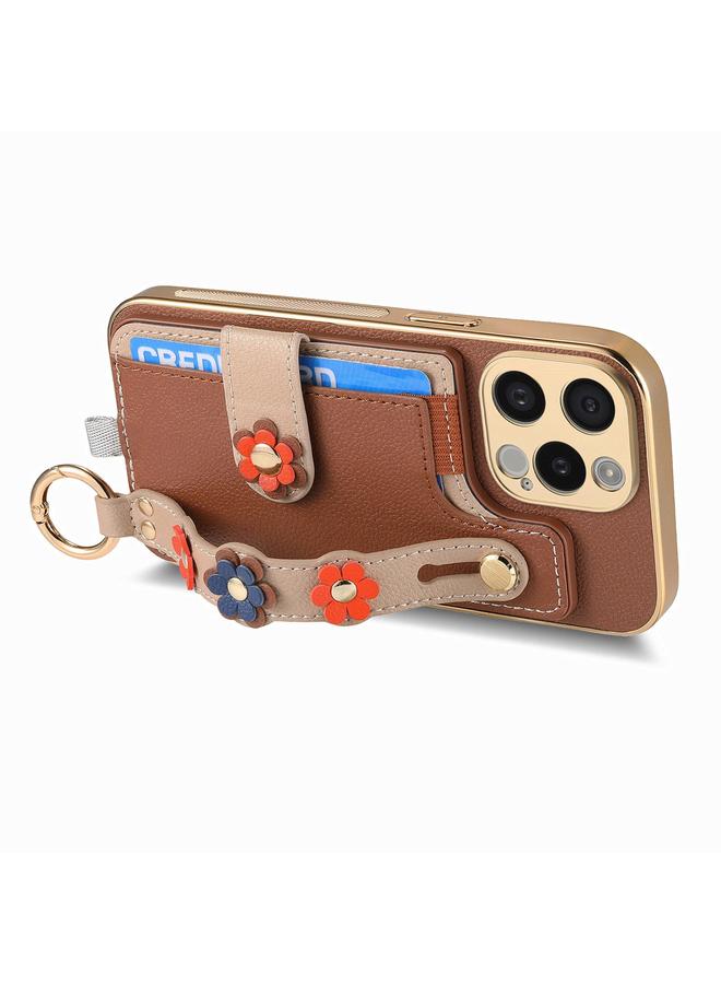 Zaboon Case For iPhone 11 Pro Max Stereoscopic Flowers Wristband Card Bag Phone Case - Image 3