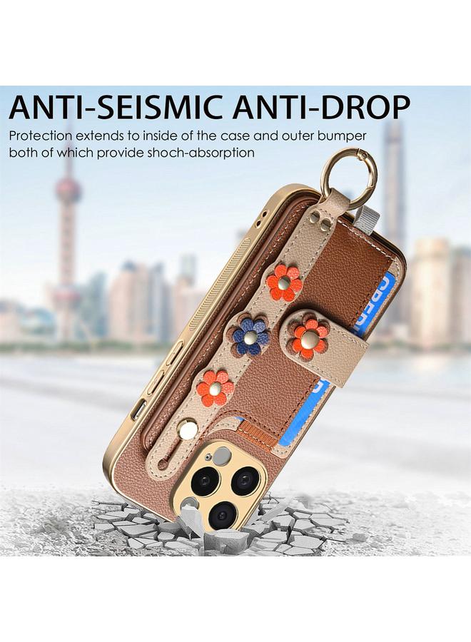 Zaboon Case For iPhone 11 Pro Max Stereoscopic Flowers Wristband Card Bag Phone Case - Image 4