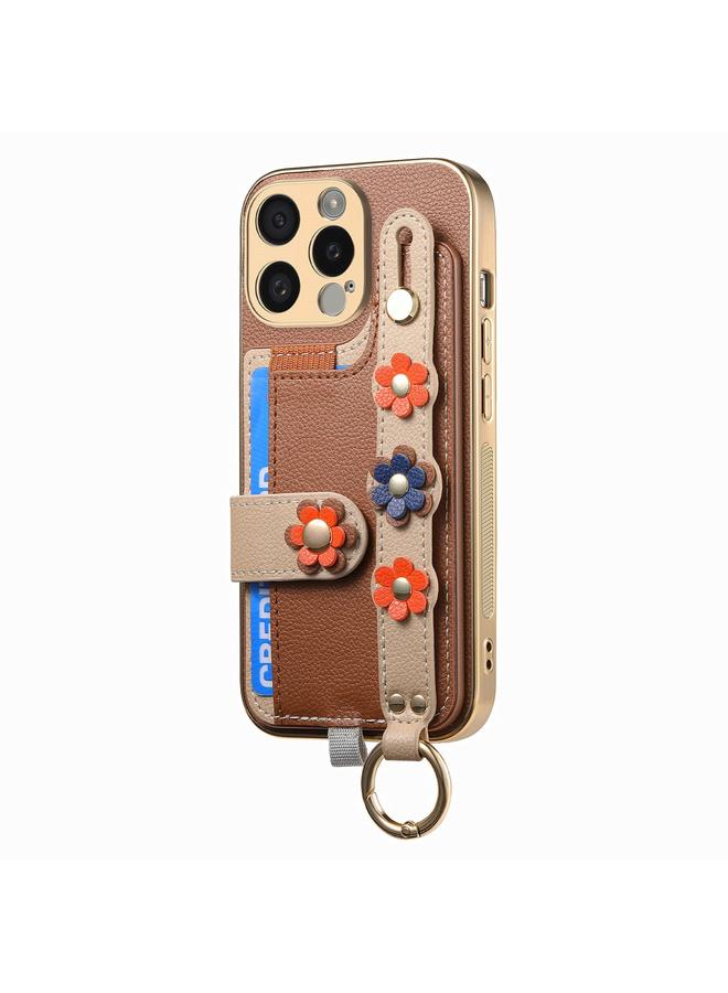 Zaboon Case For iPhone 11 Pro Max Stereoscopic Flowers Wristband Card Bag Phone Case - Image 2