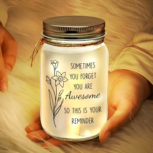 KERAOO Mason Jar Night Light for Women, Mothers Day Gifts for Mom, Home Decoration Lights, You are Awesome, Christmas Birthday Mothers Day Gifts for Friend Daughter - Image 1