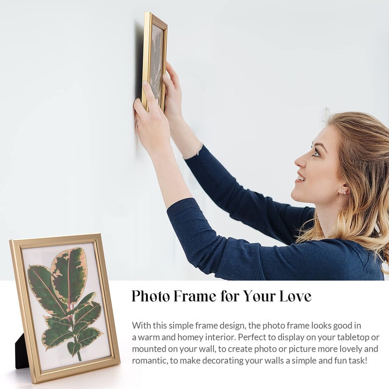 euwazram 8x10 Picture Frame - Set of 5, Matte Gold 8 x 10 Photo Frame with High-Definition Glass, Modern 8x10 frame for Tabletop or Collage Wall, Perfect Christmas Frame - Image 2