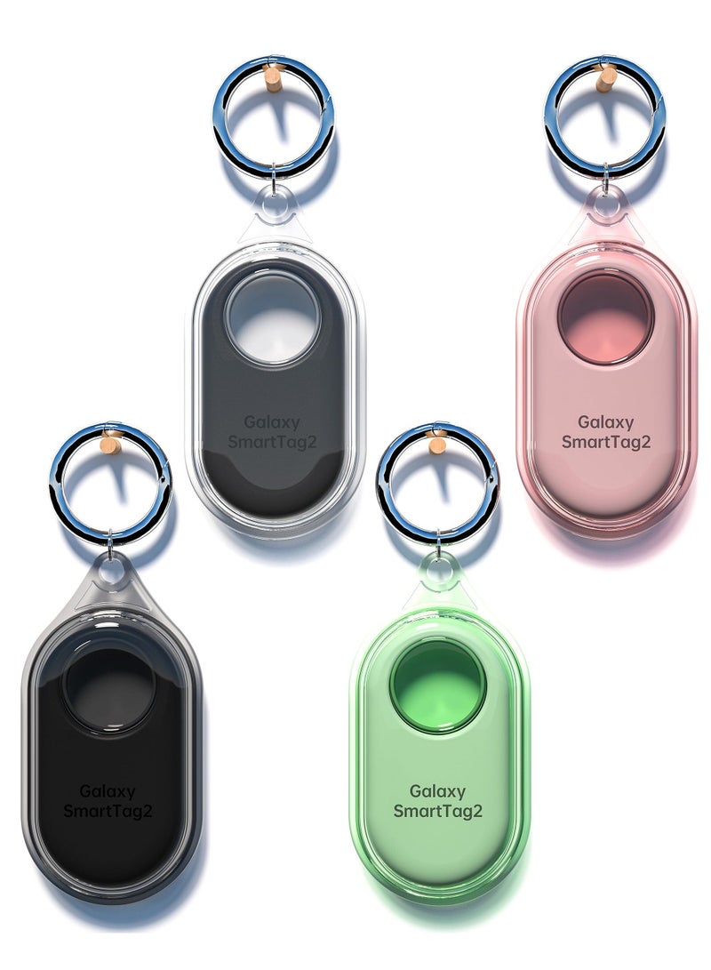 Smart Tag 2 Case Compatible with Samsung Galaxy SmartTag2, 4 Pack Full-Body TPU Waterproof, Anti-Lost Scratch Resistant Cover Accessory for Samsung Galaxy Smart tag2, Pink,Green,Black,Transparent - Image 1
