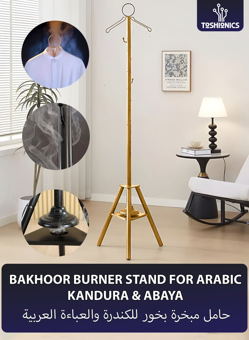 Toshionics Vertical Bakhoor Incense Clothing Steamer Burner Stand for Arabic Abaya and Kandura 183cm Steaming Rack for Clothes Tall Bakhoor Burner for Wardrobe Freshening Traditional Oud Burner for Garments Clothes Perfume Stand with Hooks Incense Steaming Rack for Thobe and Abaya - Image 1