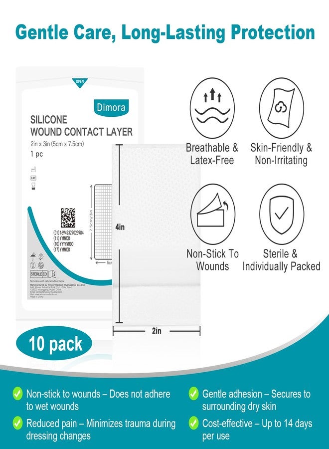 ديمورا ضمادة ديمورا للجروح، ضمادة سيليكون غير لاصقة، ضمادات شفافة لمجموعة واسعة من الجروح المفرزة، 2 بوصة × 3 بوصة (5 سم × 7.5 سم)، 10 قطع - Image 2