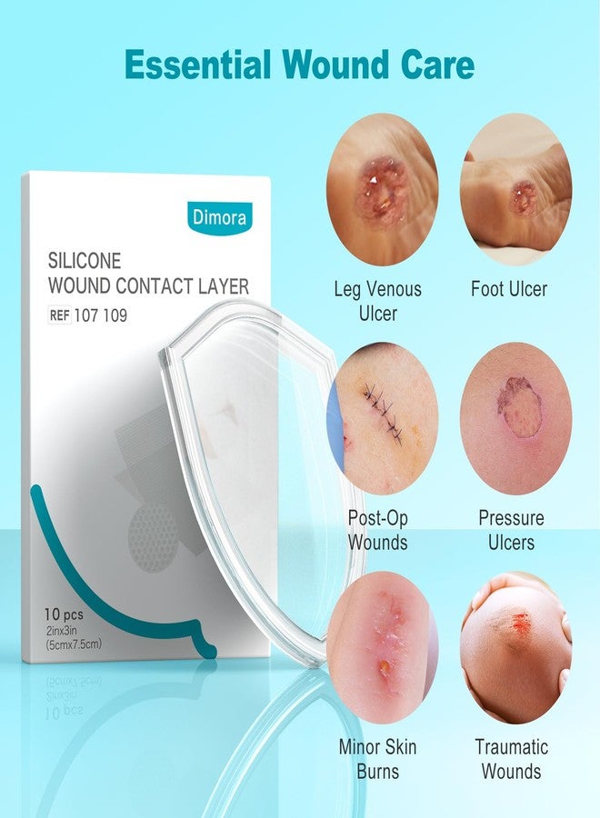 ديمورا ضمادة ديمورا للجروح، ضمادة سيليكون غير لاصقة، ضمادات شفافة لمجموعة واسعة من الجروح المفرزة، 2 بوصة × 3 بوصة (5 سم × 7.5 سم)، 10 قطع - Image 3