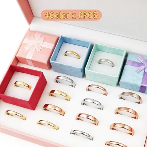 Markeny 32 Pcs Gift Box Set Ring for Ring and Earring Jewelry Anniversaries, Weddings, Birthdays, 4Color - Image 3