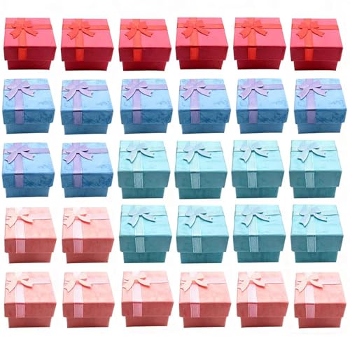 Markeny 32 Pcs Gift Box Set Ring for Ring and Earring Jewelry Anniversaries, Weddings, Birthdays, 4Color - Image 1