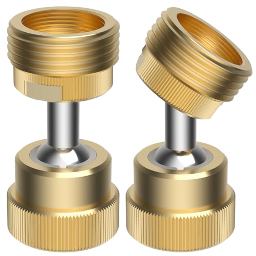 Hibbent 2 Pack Garden Hose Adapter 34 GHT Solid Brass Flexible Hose Connector Pipe Kink Protector with Dual Swivel Male to Female Thread - Image 1