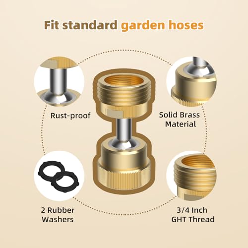 Hibbent 2 Pack Garden Hose Adapter 34 GHT Solid Brass Flexible Hose Connector Pipe Kink Protector with Dual Swivel Male to Female Thread - Image 3