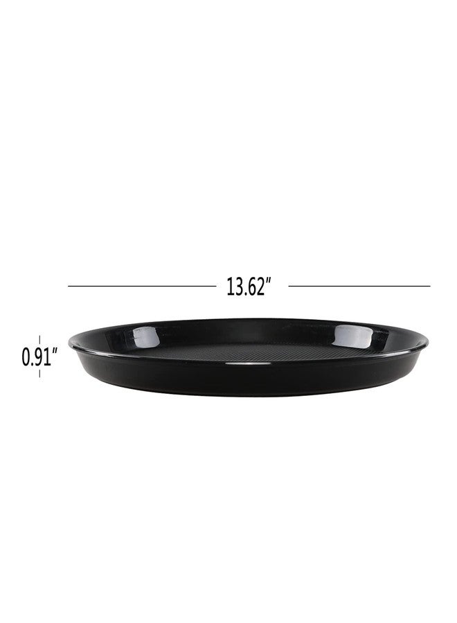 Pekky Set of 4 Round Trays for Serving Food, Restaurant Serving Trays, Black Trays for Eating Plastic - Image 2