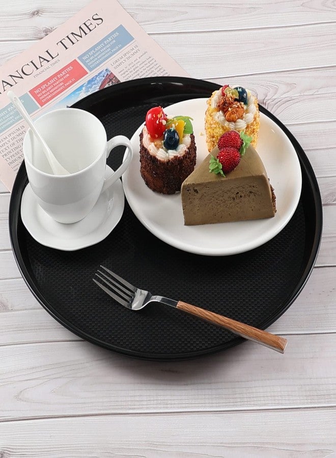 Pekky Set of 4 Round Trays for Serving Food, Restaurant Serving Trays, Black Trays for Eating Plastic - Image 3