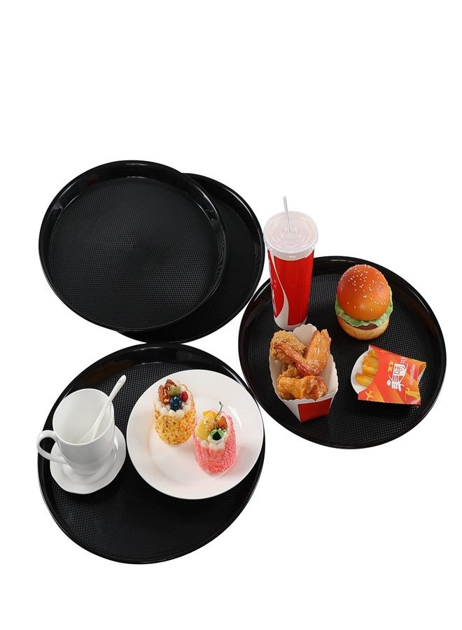 Pekky Set of 4 Round Trays for Serving Food, Restaurant Serving Trays, Black Trays for Eating Plastic - Image 4
