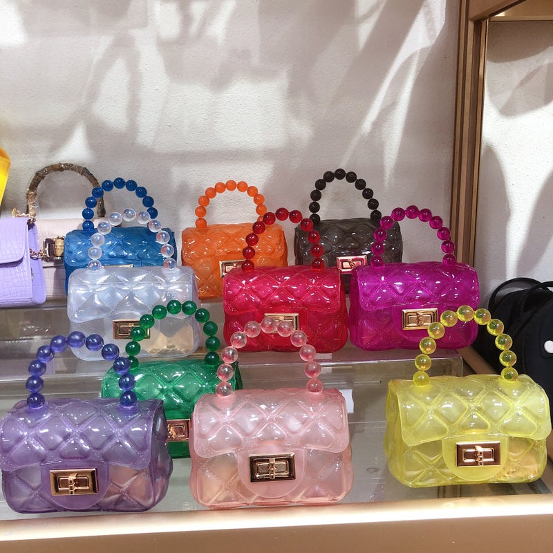 2026 Korean Style Transparent Jelly Crossbody Bag with Diamond Quilted Chain - Image 1