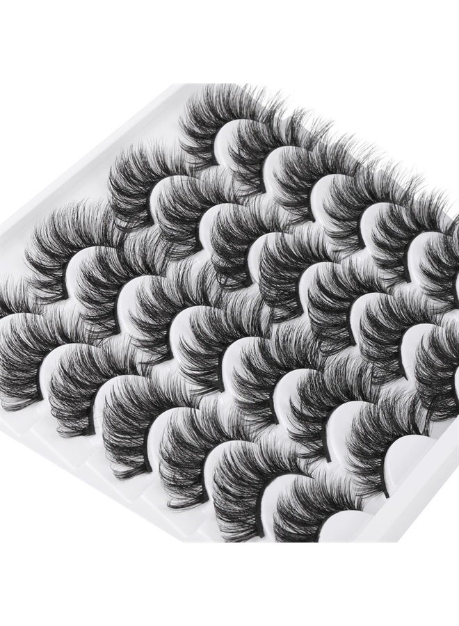 wiwoseo False Eyelashes Natural Wispy Fluffy Cat Eye Lashes 16MM Faux Mink Lashes Crossed Strip Eye Lashes 14 Pairs Pack - Image 2