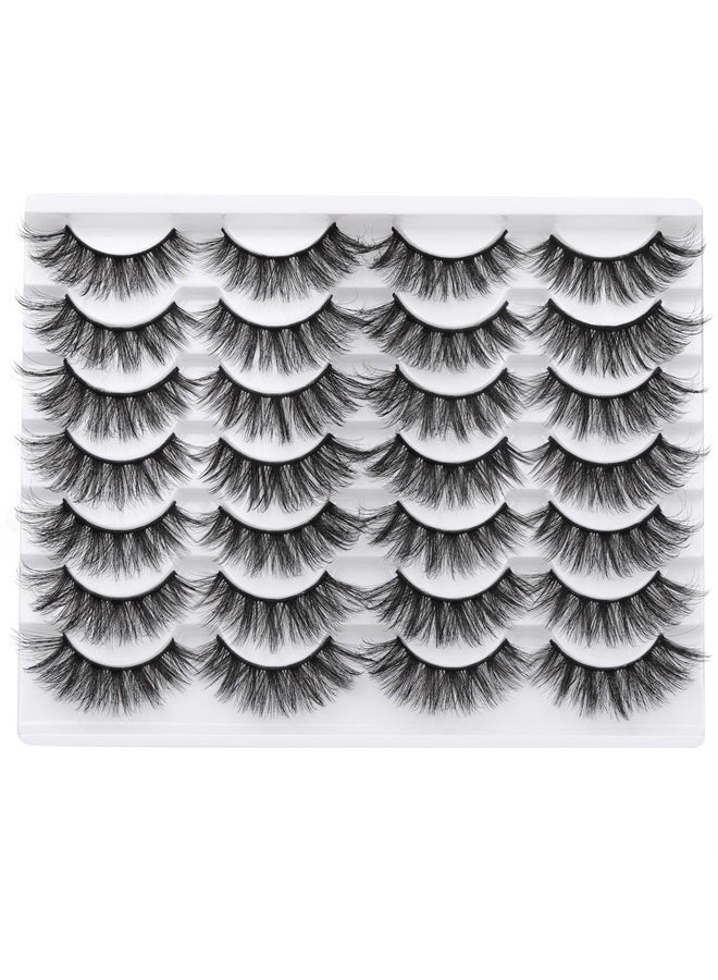 wiwoseo False Eyelashes Natural Wispy Fluffy Cat Eye Lashes 16MM Faux Mink Lashes Crossed Strip Eye Lashes 14 Pairs Pack - Image 1