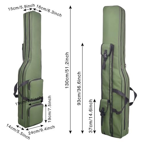 VATEICO Fishing Pole Bag3 Layers Oxford Folding Rod Carry Case427FT Fishing Rod Reel Tackle Storage Bag Case Waterproof Camouflage Travel Fishing Cover Bag - Image 3