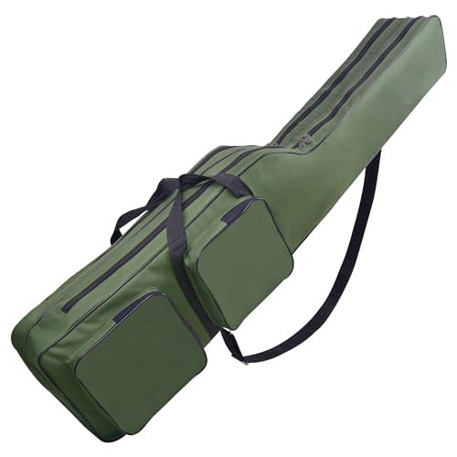 VATEICO Fishing Pole Bag3 Layers Oxford Folding Rod Carry Case427FT Fishing Rod Reel Tackle Storage Bag Case Waterproof Camouflage Travel Fishing Cover Bag - Image 1