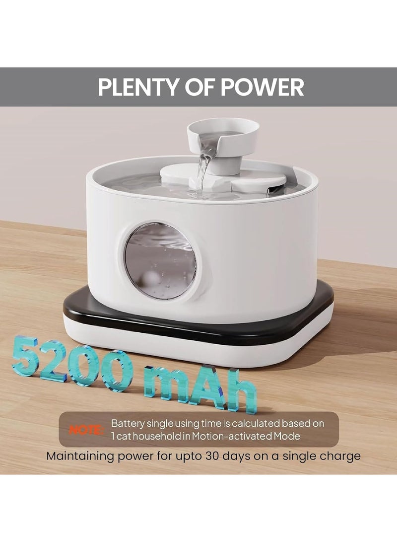 Generic SaudiCart Wireless Drinking Fountain for Cat with Motion Sensor, 2.8L/84 oz Dockstream Battery Operated Cat Fountain Wireless with Battery 5000 mAh, 23 dB Ultralight, Easy to Clean, BPA-Free  - Image 3
