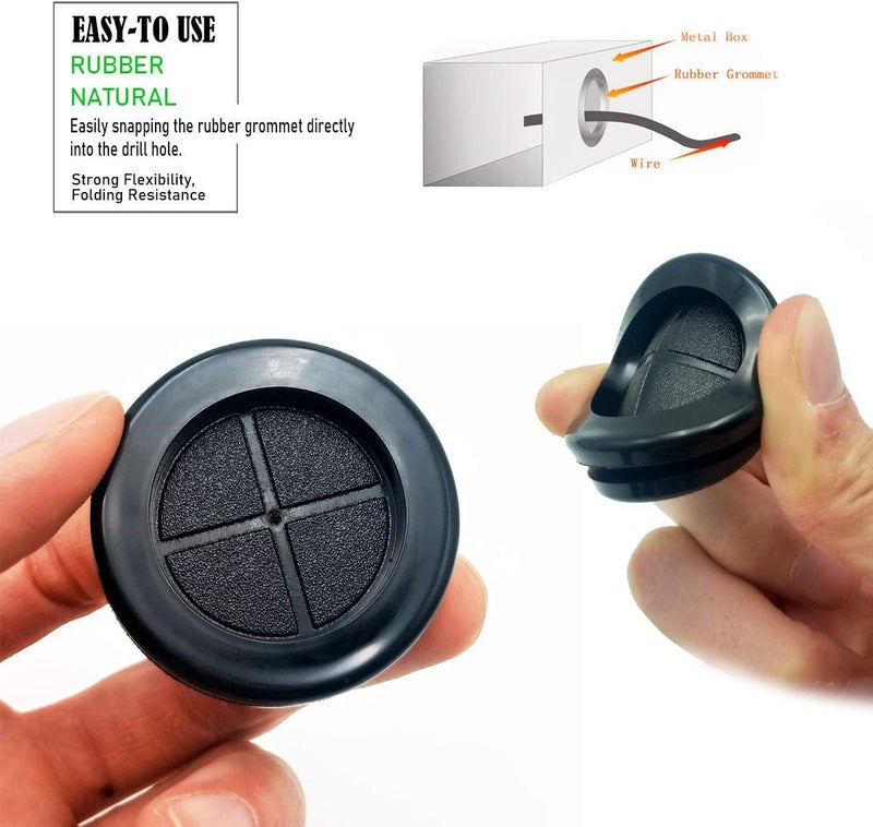 EASYEAH Store 1-1/4 in Rubber Grommets for Wiring,1 in ID, Double-Sided Rubber Plugs for Holes Firewall Grommet Automotive, Wire Cable Protection for Metal Electric Box, 15 Pcs 25.4x30 mm, Black - Image 4