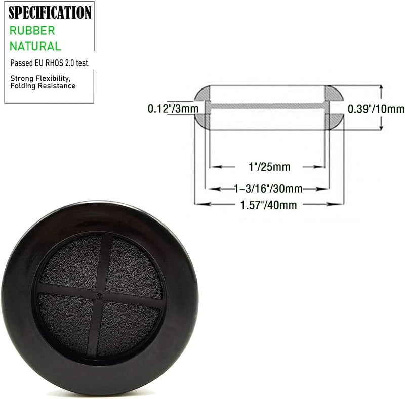 EASYEAH Store 1-1/4 in Rubber Grommets for Wiring,1 in ID, Double-Sided Rubber Plugs for Holes Firewall Grommet Automotive, Wire Cable Protection for Metal Electric Box, 15 Pcs 25.4x30 mm, Black - Image 2